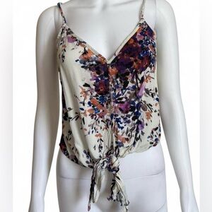 Floral Tie Front Button Cami Tank Top Boho Cottagecore | Size Small